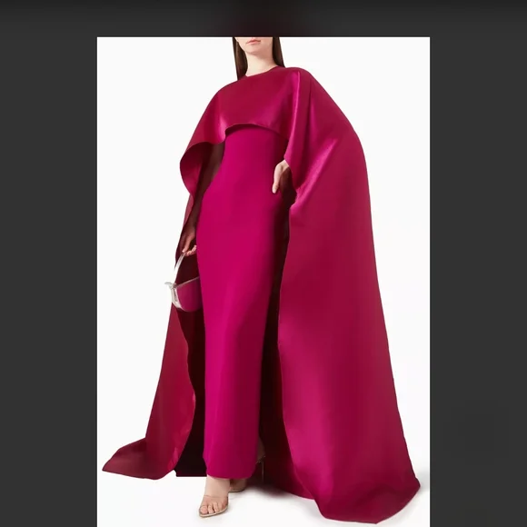Solace London | Dresses | Solace London Fuchsia Cape Gown The Leni Maxi  Dress | Poshmark